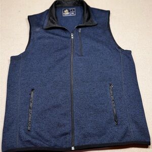 Navy Blue Fleece Vest with Stand-Up Collar